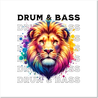 DRUM AND BASS  - Technicolor Lion (Black) Posters and Art